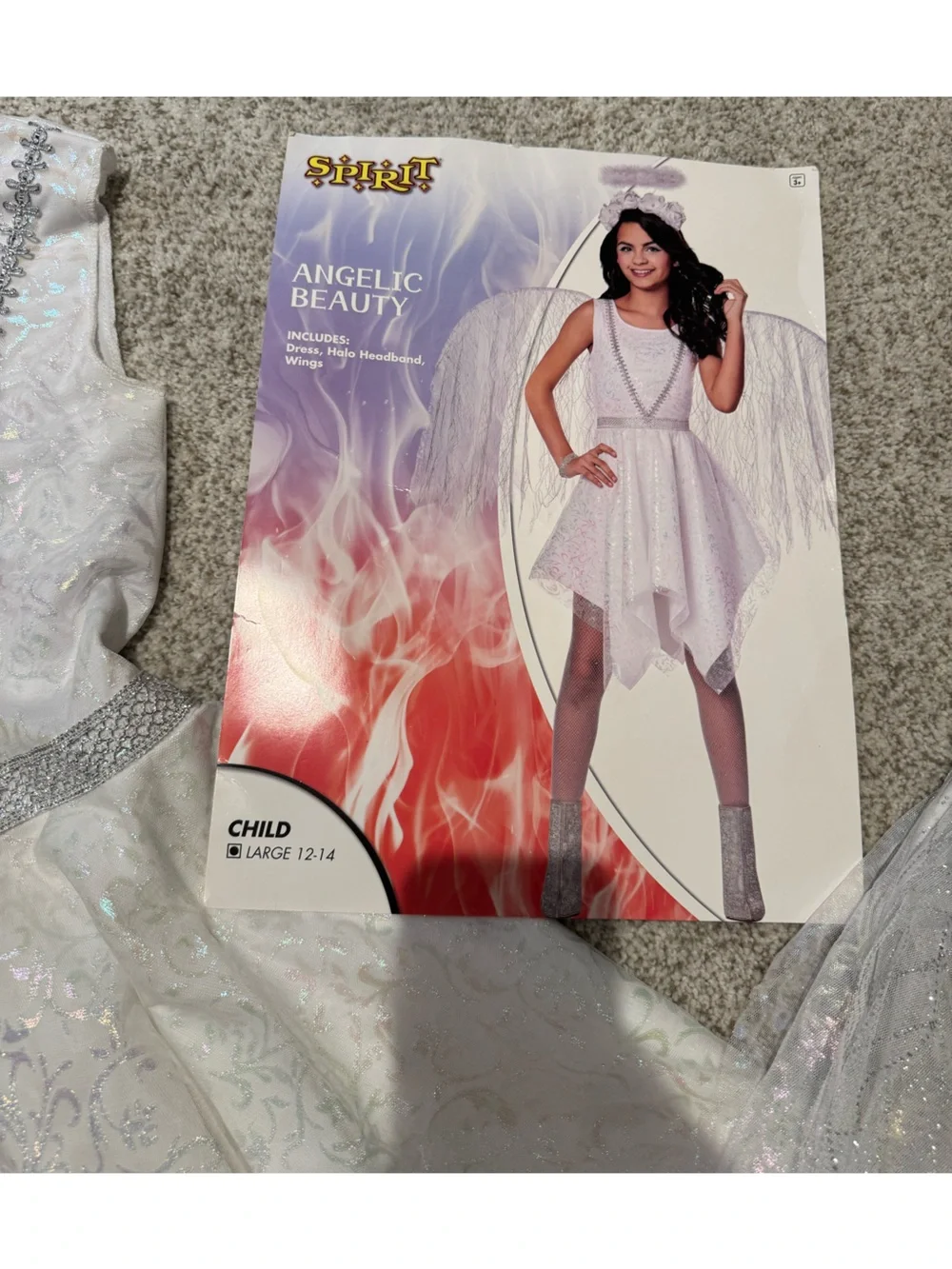 Spirit Halloween Angelic Beauty White Angel Costume Dress Wings Halo Child Large